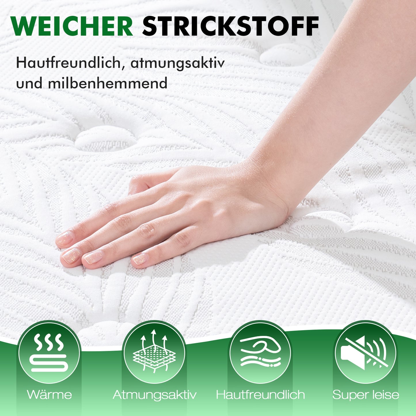 CHICASA Mattress, 22/25 cm, Pocket Spring Mattress, 7-Zone, HR Cold Foam, OEKO-TEX Certified, Anti-Allergic