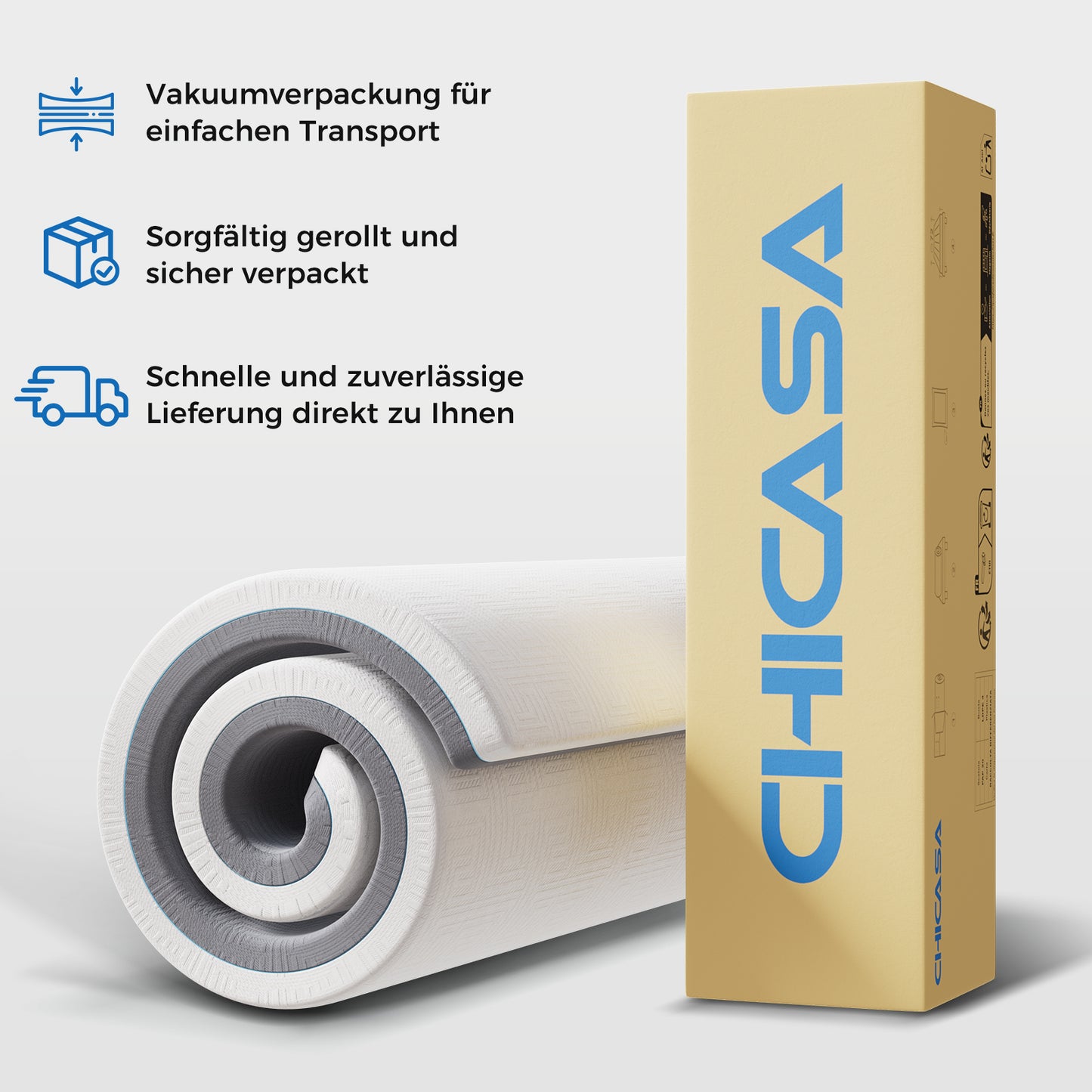 CHICASA Mattress 180x200 cm, Cold Foam Mattress with Memory Foam, 21 cm Height, 7-Zone, Double-Sided Use H3/H4, Removable Cover, OEKO-TEX Certified, Premium Sleep Quality