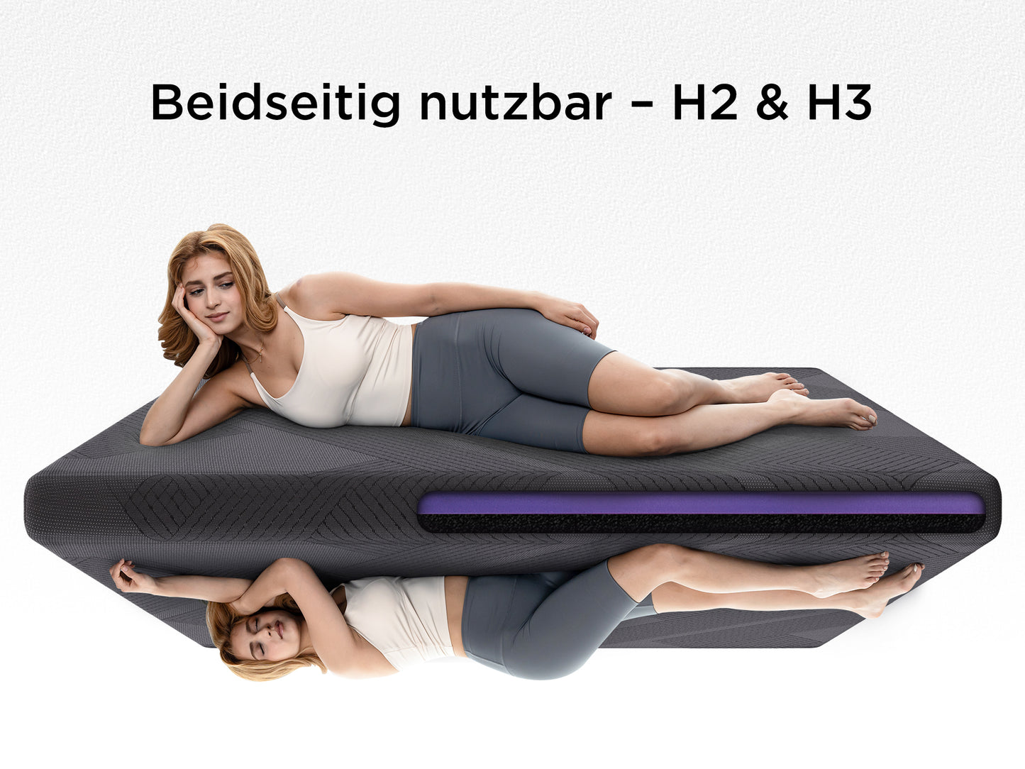 CHICASA Topper, Gel Topper, 8 cm, 7-Zone Cold Foam Topper H2 and H3, Mattress and Topper in One, Lightweight and Versatile, 90x200 cm, Comfortable for Home and Travel