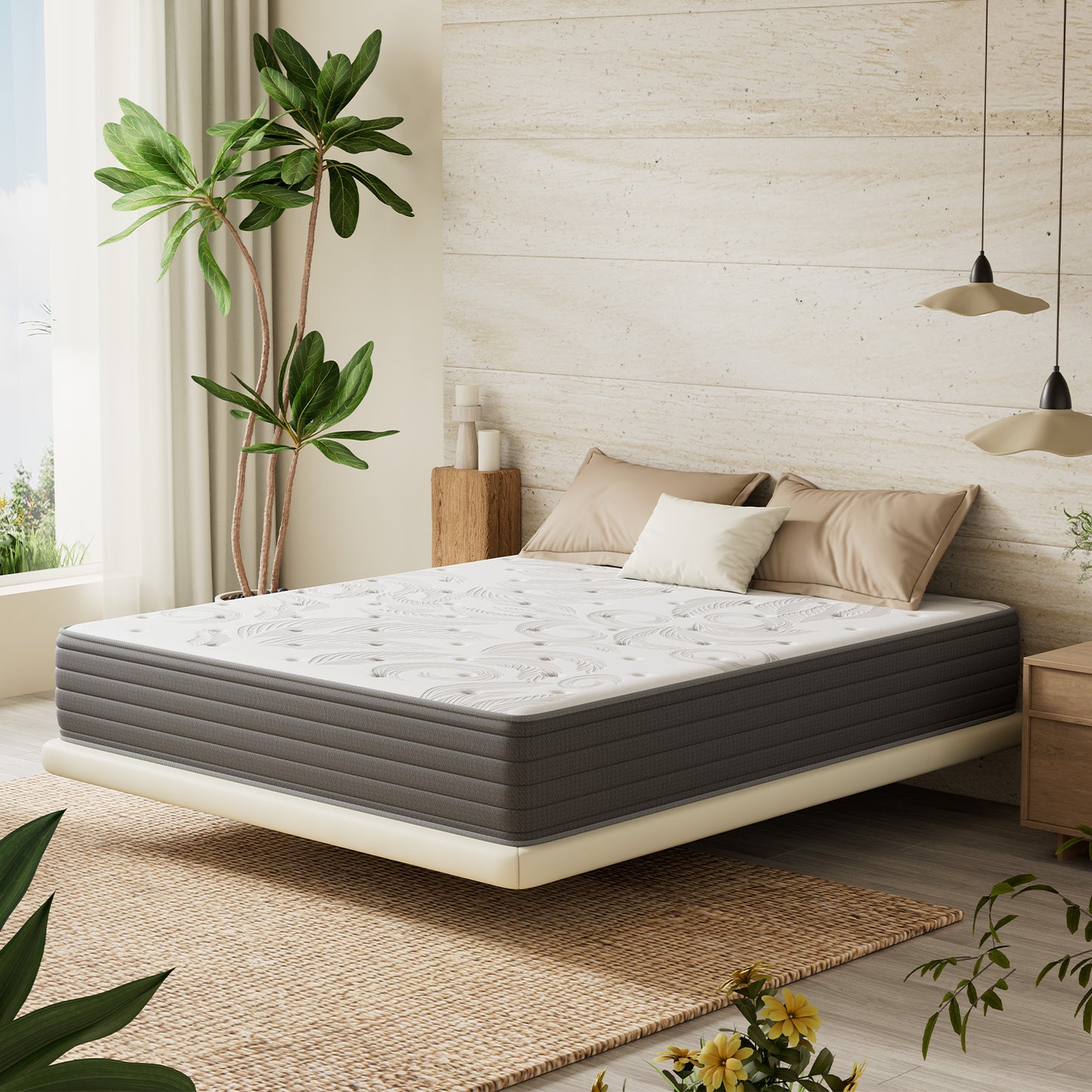CHICASA Mattress, 22/25 cm, Pocket Spring Mattress, 7-Zone, HR Cold Foam, OEKO-TEX Certified, Anti-Allergic