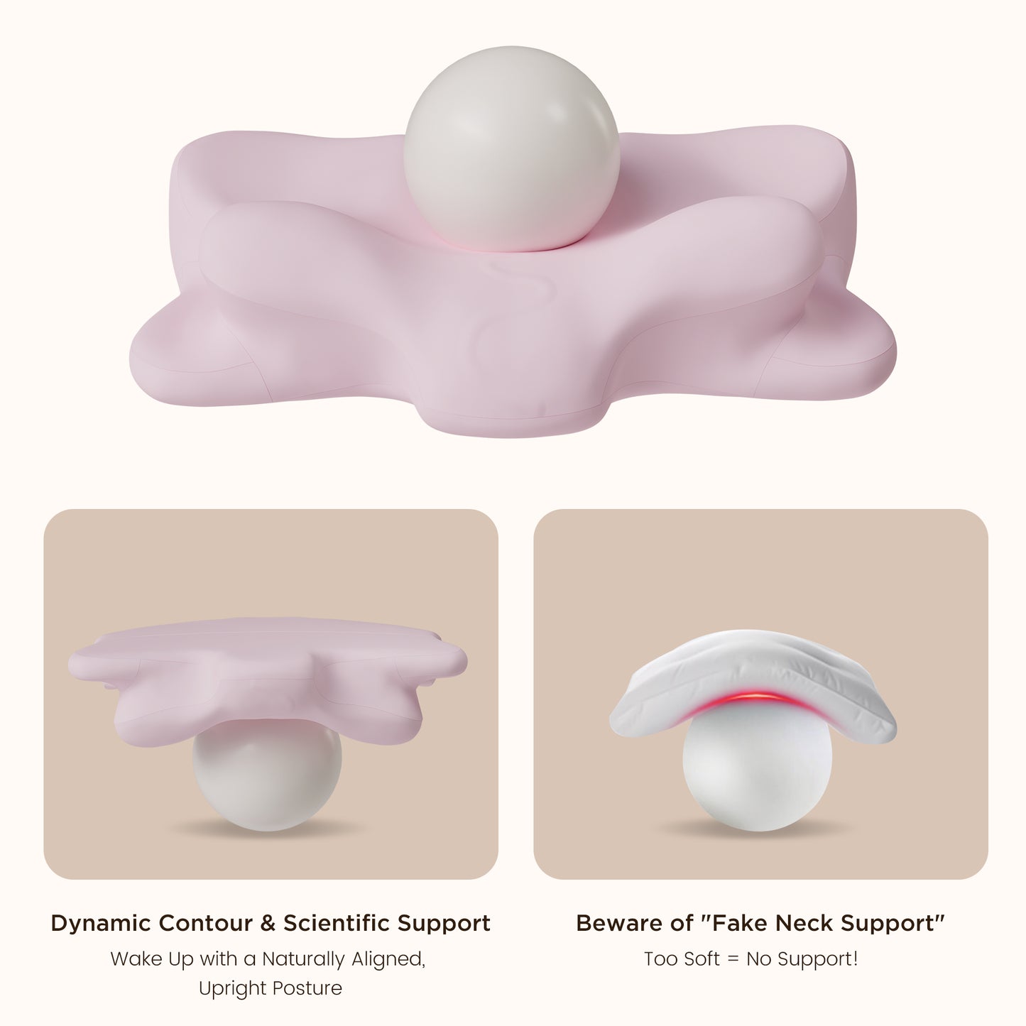 CHICASA 5-Zone Cervical Memory Pillow | 55D Slow Rebound Neck Support Pillow with Removable Cover & Dual Height for Travel